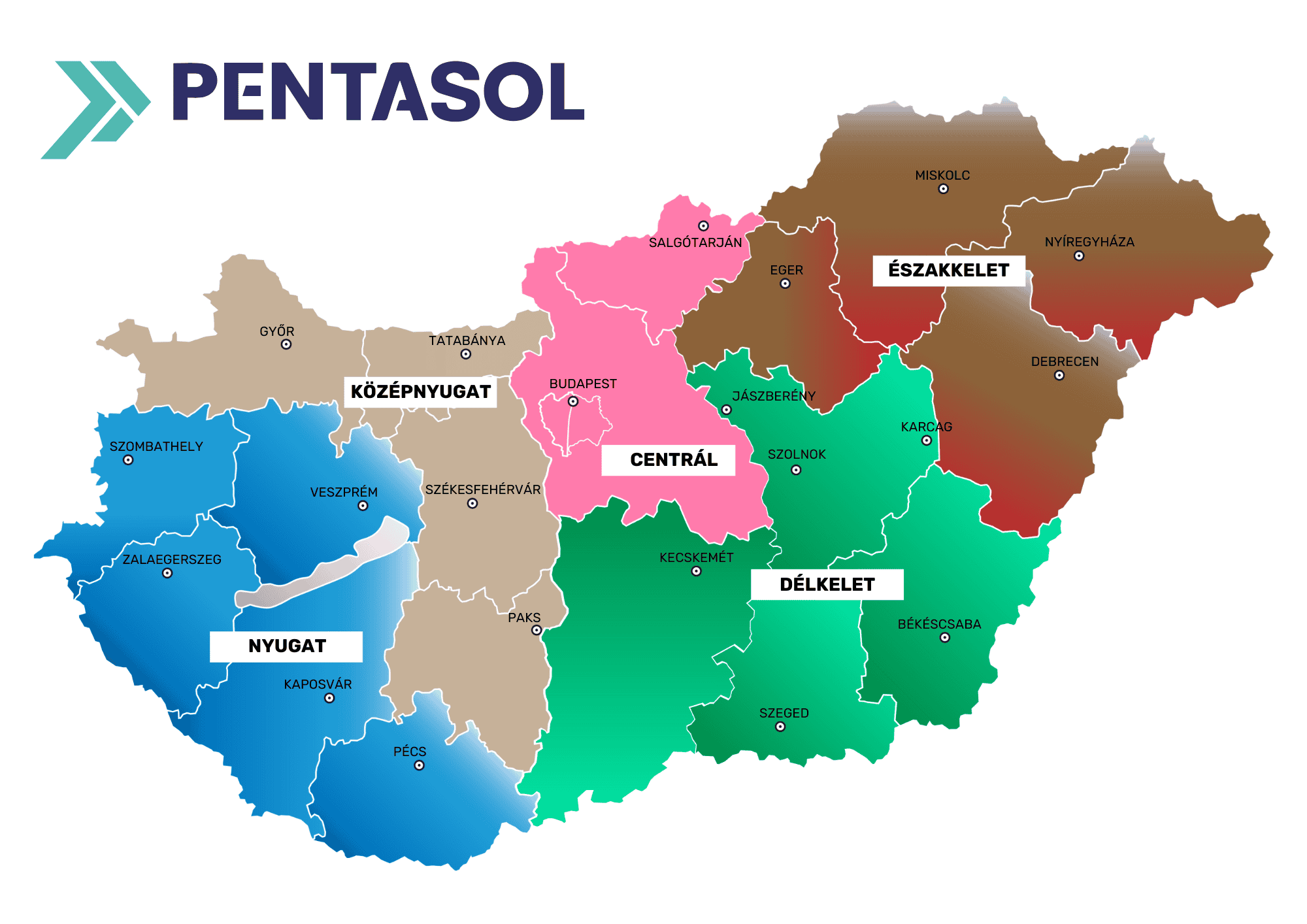 Pentasol Hungary régió felosztás 2025.08.